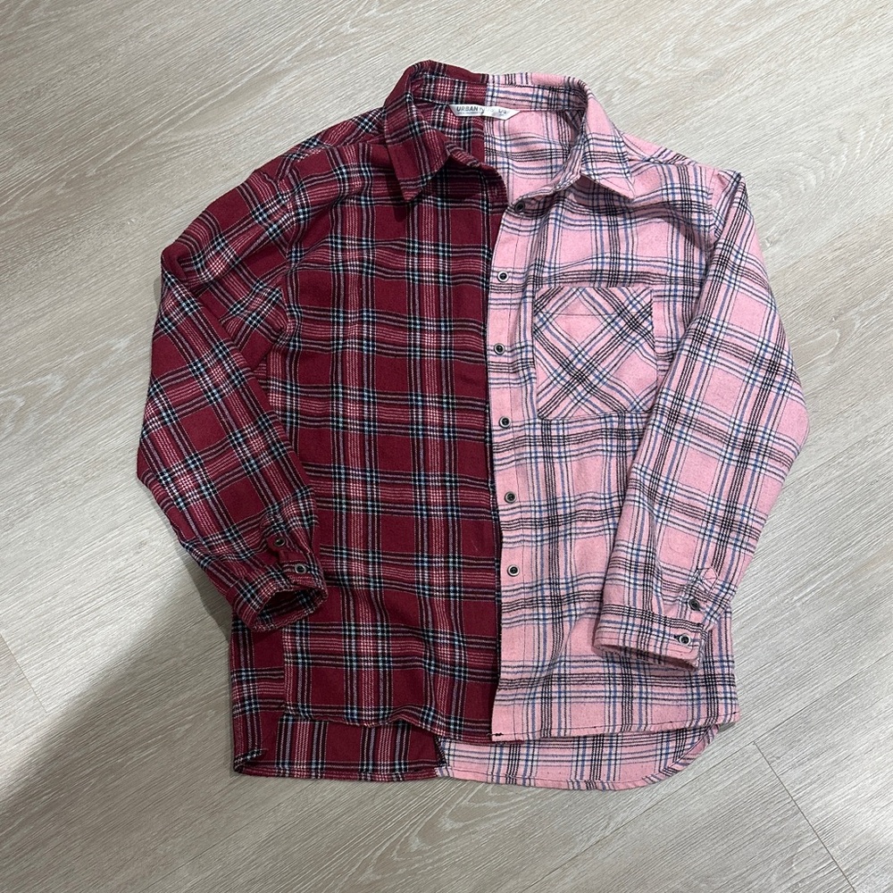 Urban Planet Red and Pink Plaid Button Down Shirt